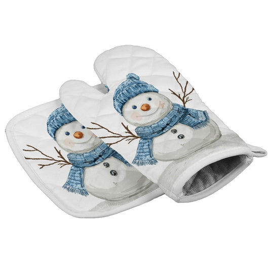 Snowman Oven Mitt Set - Blue Cava