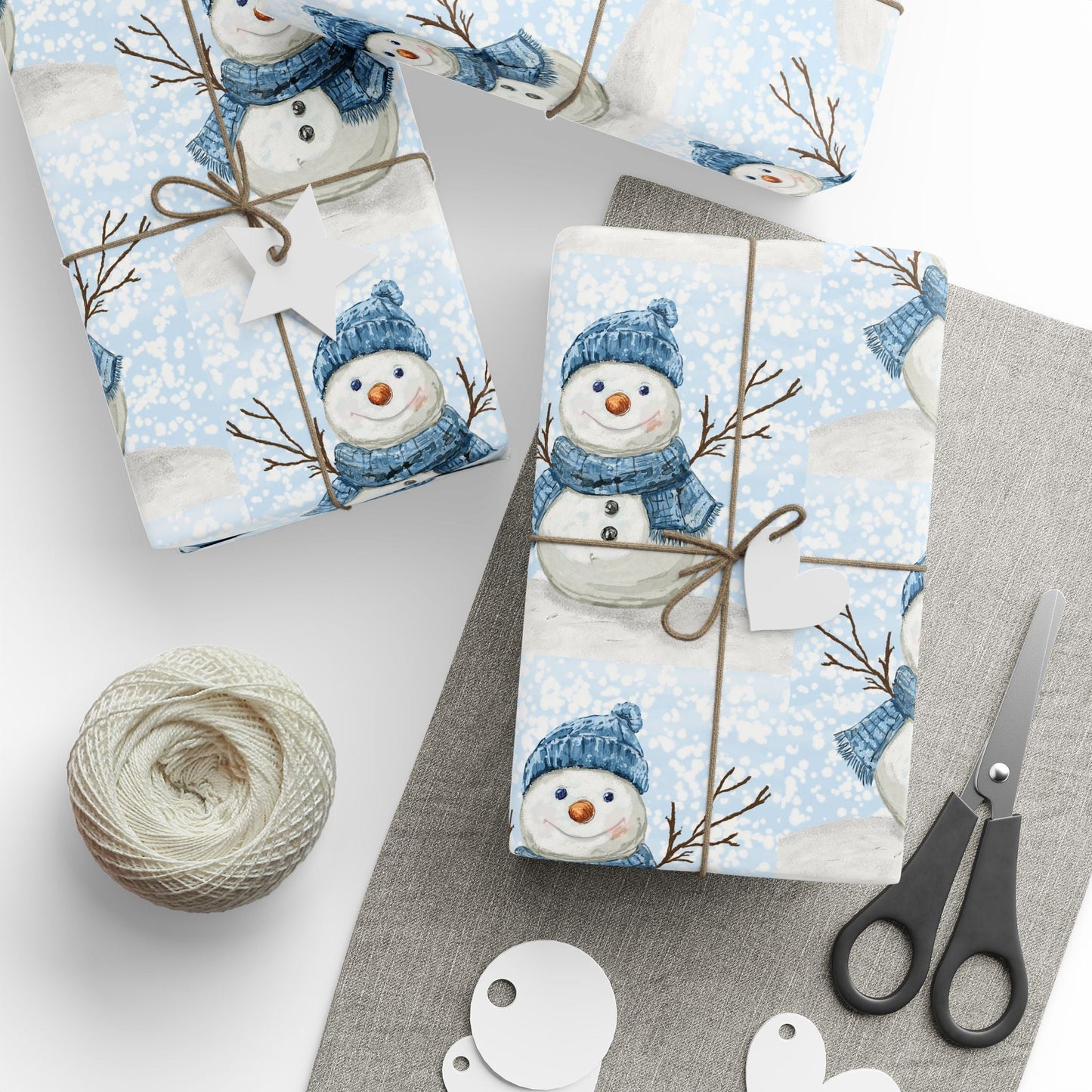 Snowman Wrapping Papers - Blue Cava