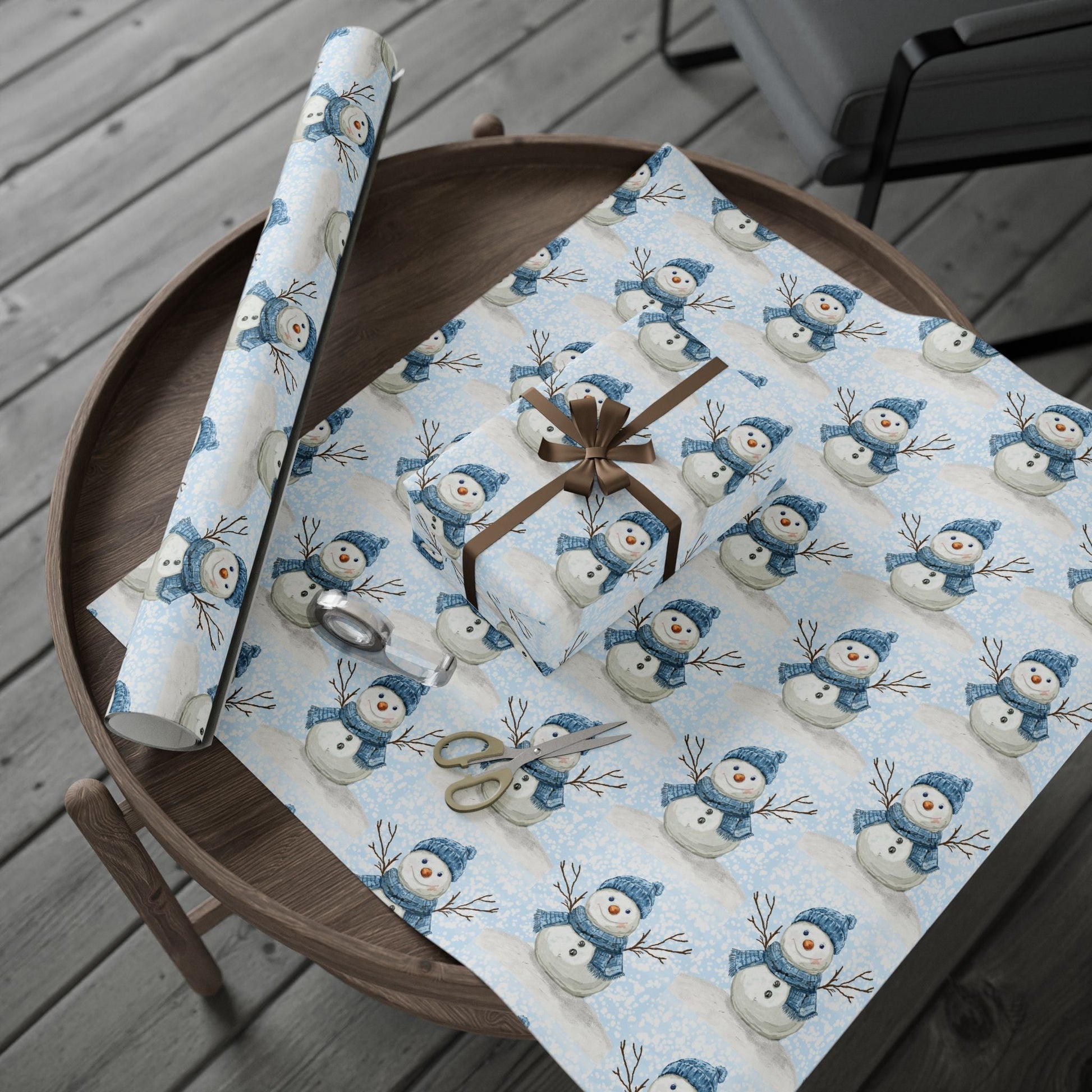 Snowman Wrapping Papers - Blue Cava