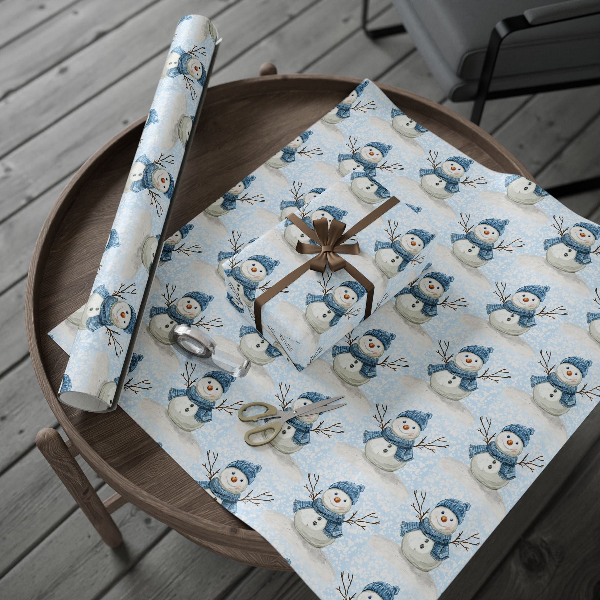 Snowman Wrapping Papers - Blue Cava