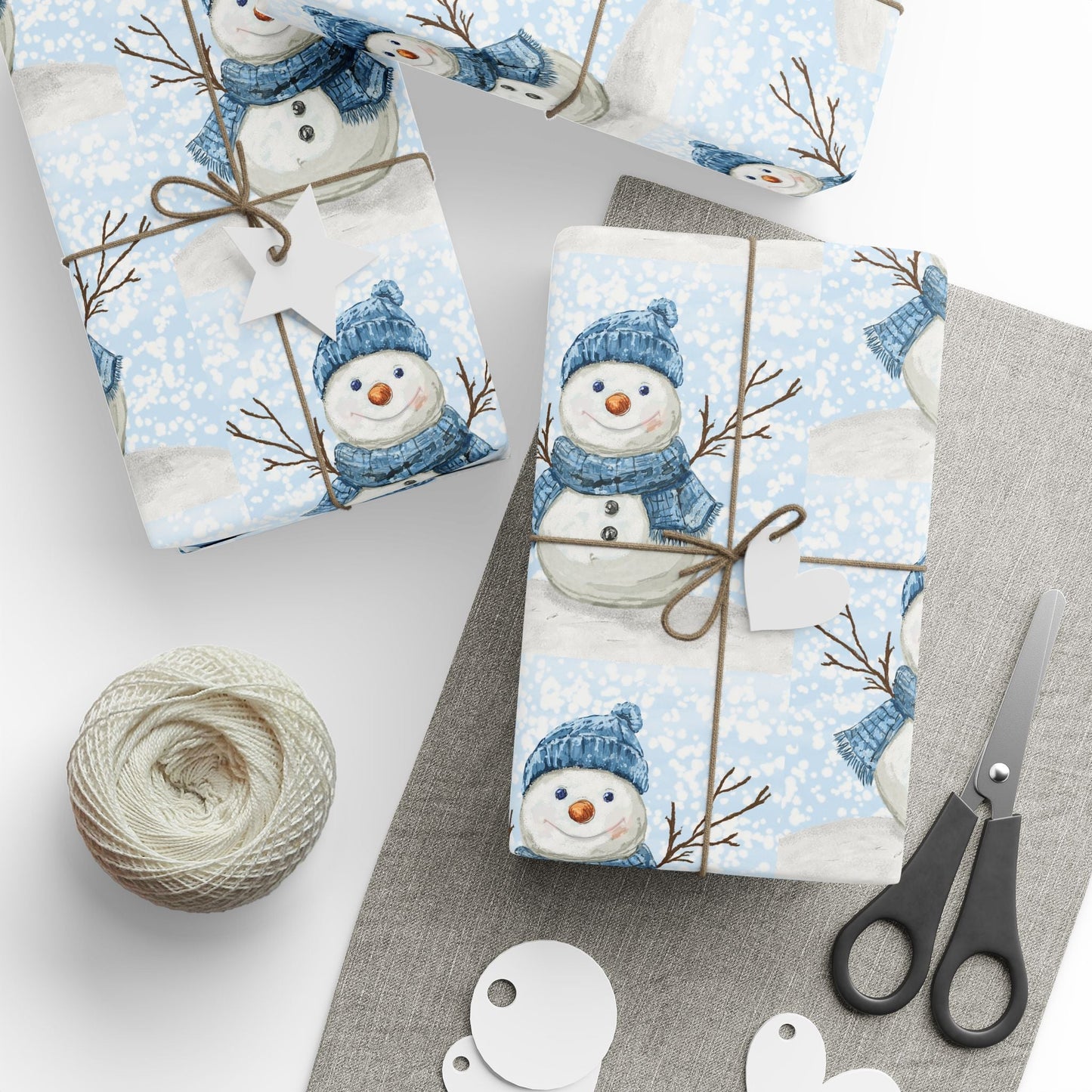 Snowman Wrapping Papers - Blue Cava