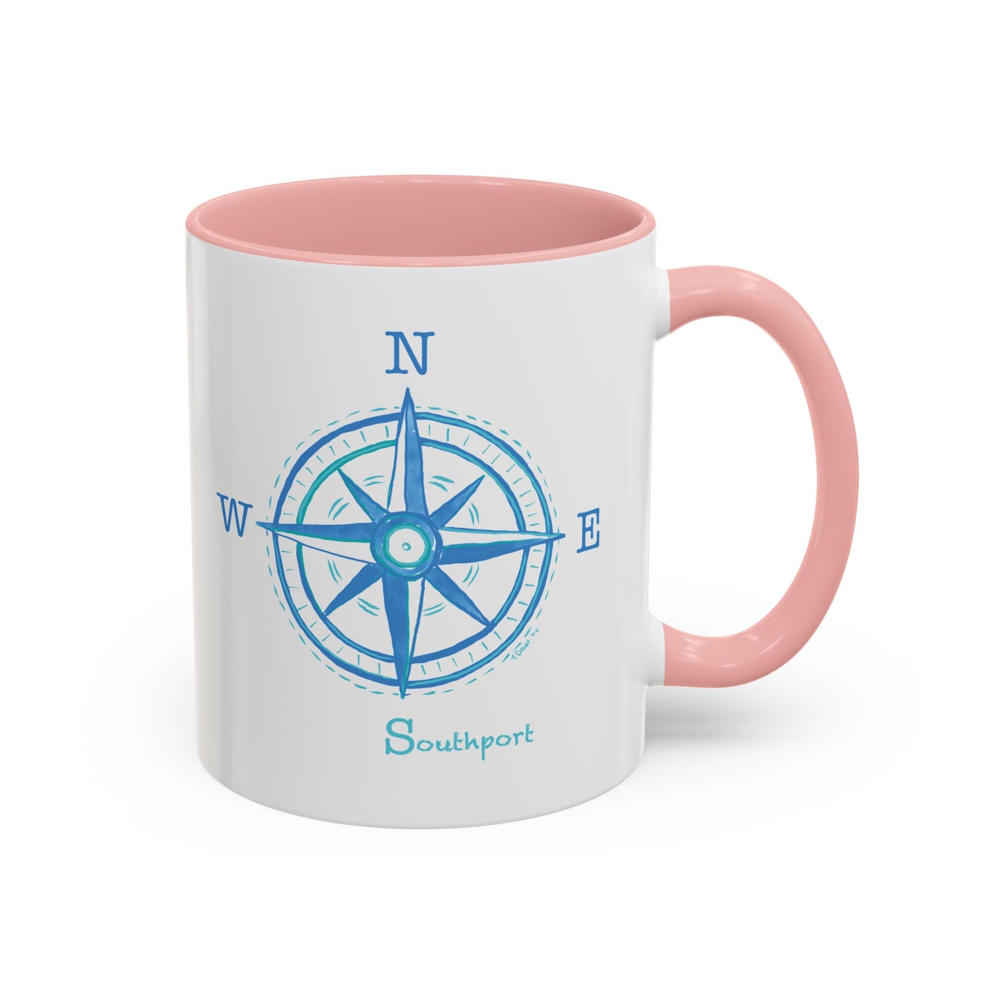 Southport Compass Accent Coffee Mug (11oz & 15oz) - Blue Cava