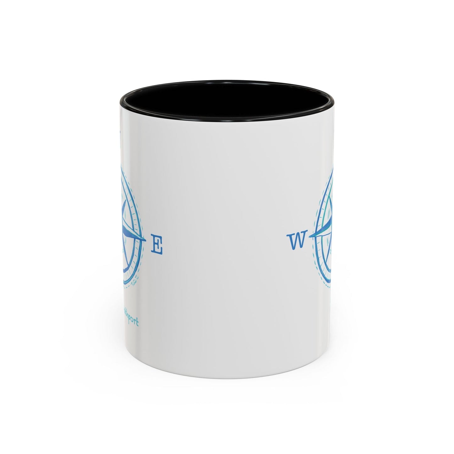 Southport Compass Accent Coffee Mug (11oz & 15oz) - Blue Cava