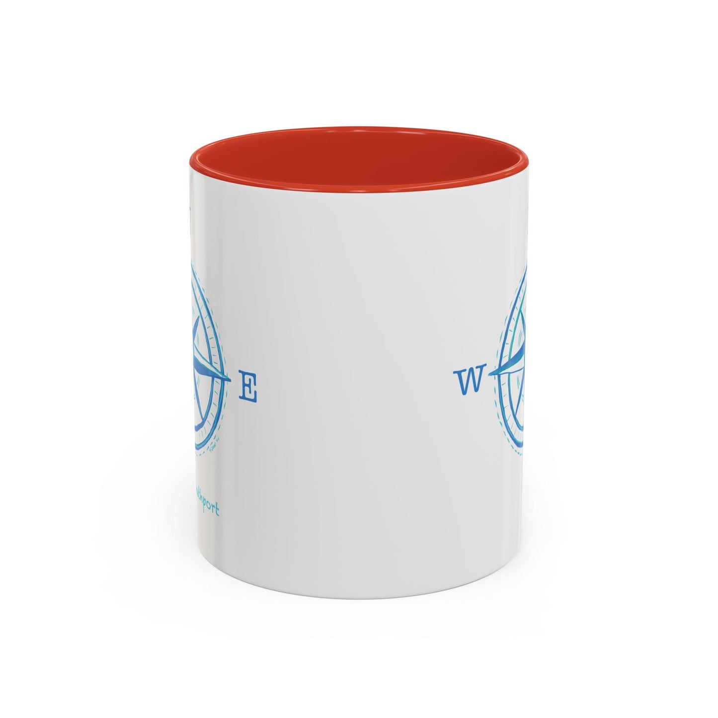 Southport Compass Accent Coffee Mug (11oz & 15oz) - Blue Cava