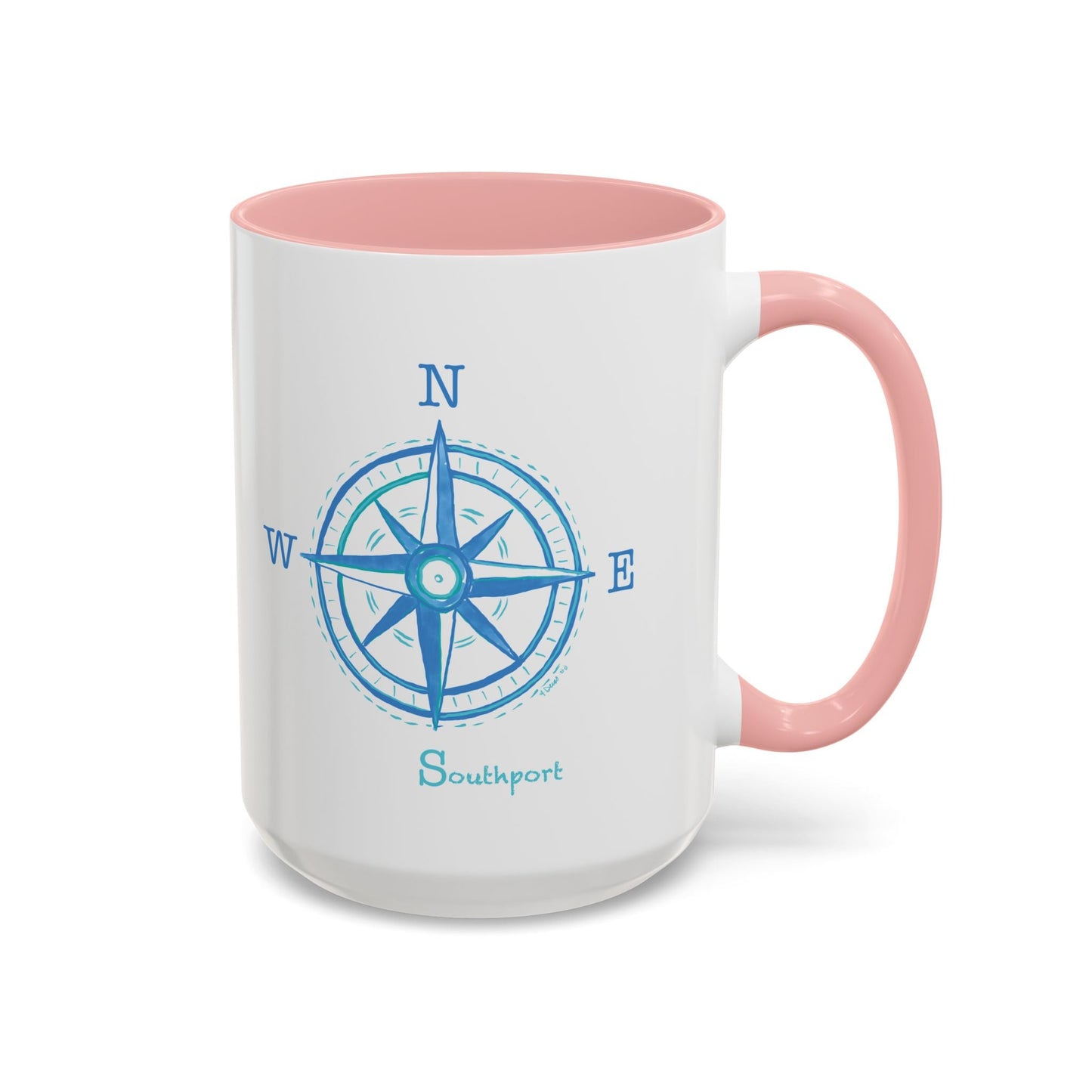 Southport Compass Accent Coffee Mug (11oz & 15oz) - Blue Cava