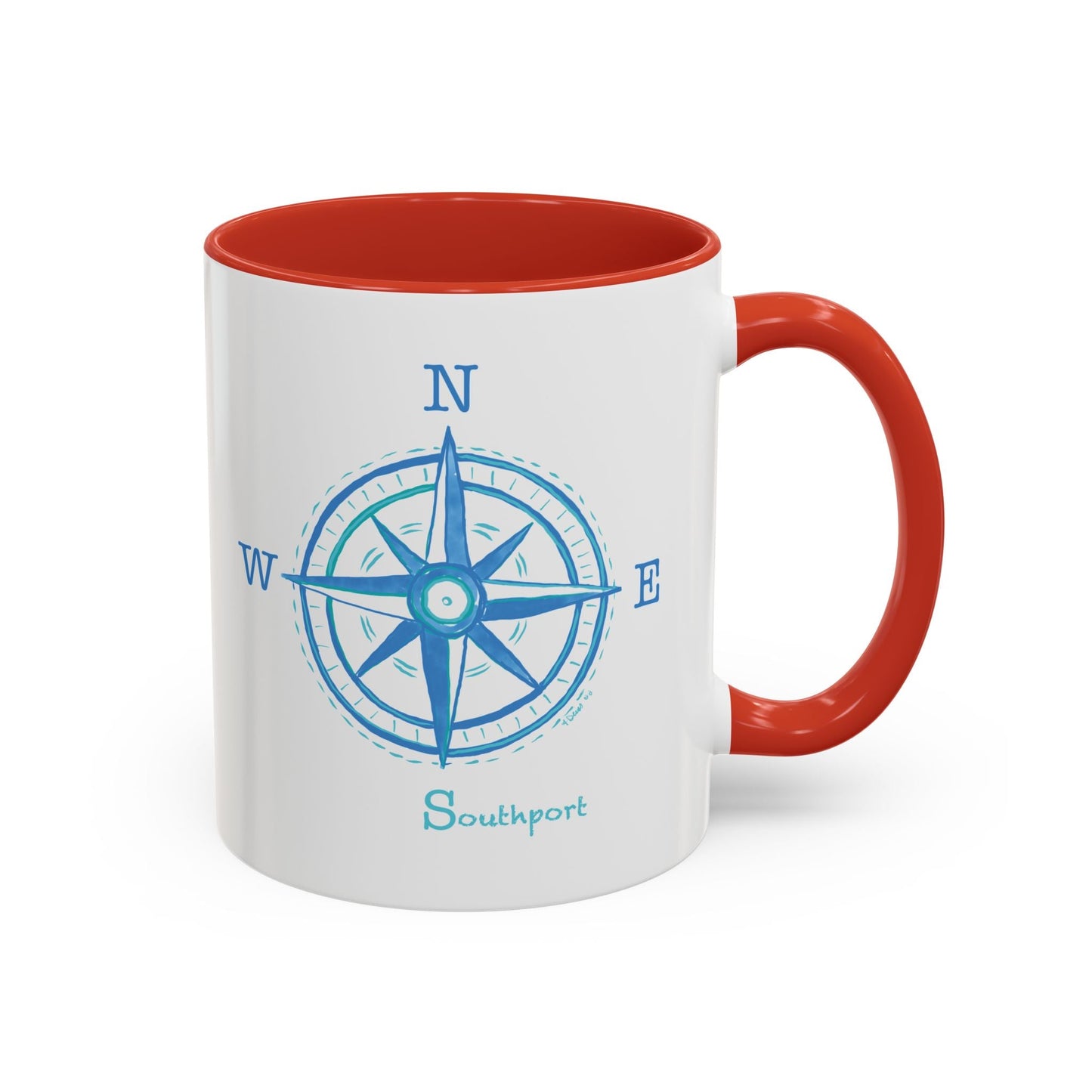 Southport Compass Accent Coffee Mug (11oz & 15oz) - Blue Cava