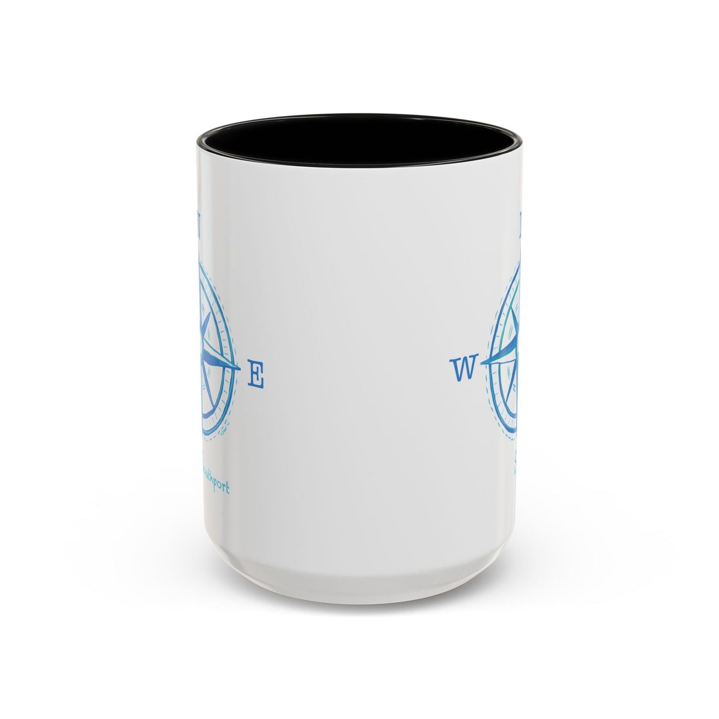 Southport Compass Accent Coffee Mug (11oz & 15oz) - Blue Cava