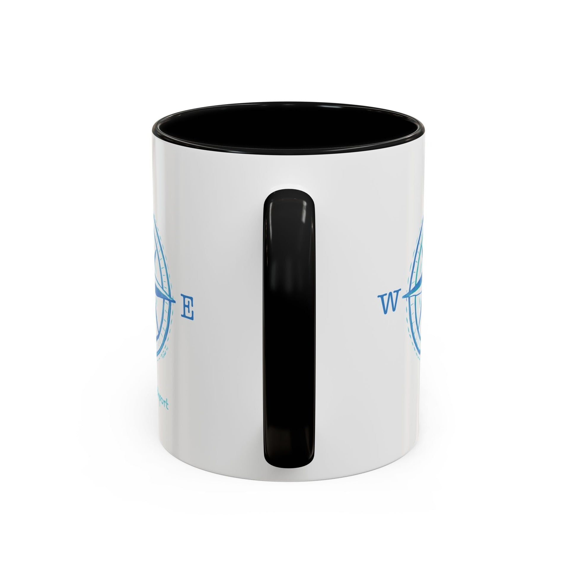 Southport Compass Accent Coffee Mug (11oz & 15oz) - Blue Cava