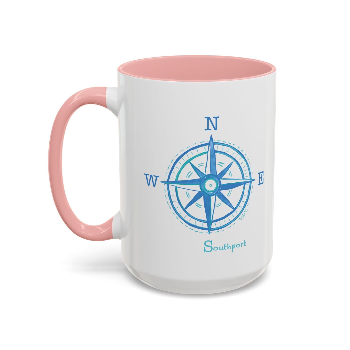 Southport Compass Accent Coffee Mug (11oz & 15oz) - Blue Cava