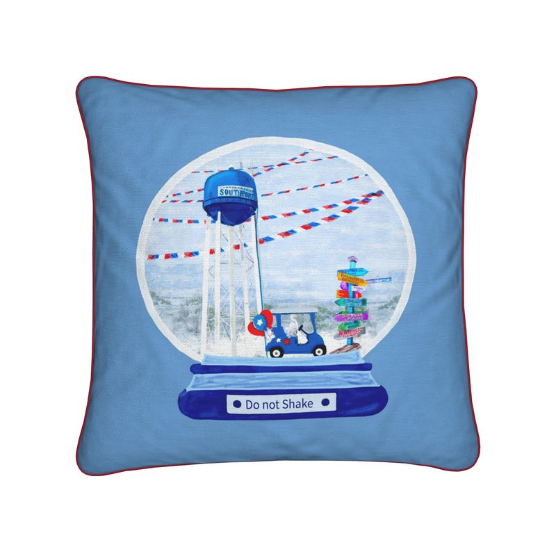 Southport Globe "Do Not Shake" Pillow - Blue Cava