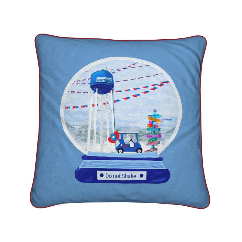 Southport Globe "Do Not Shake" Pillow - Blue Cava