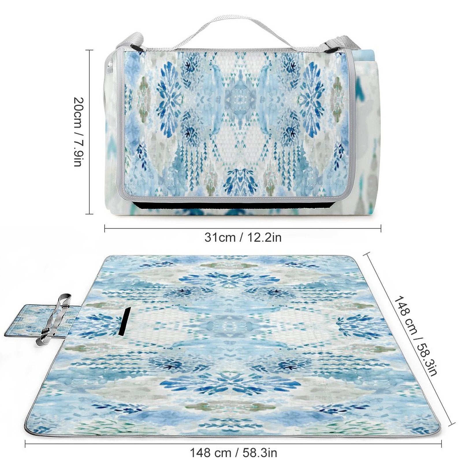 Square Picnic Mat Q003 - Blue Cava