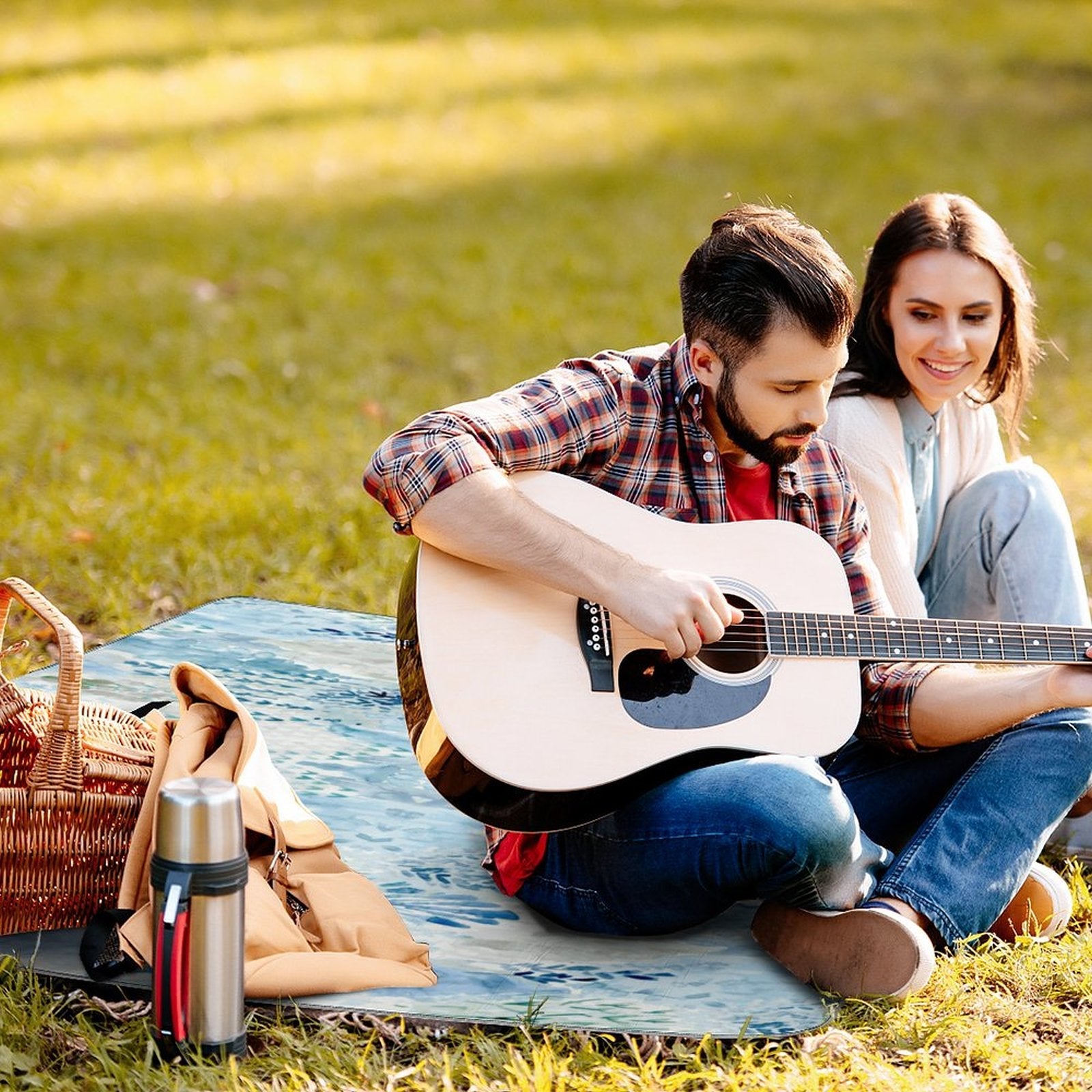 Square Picnic Mat Q003 - Blue Cava