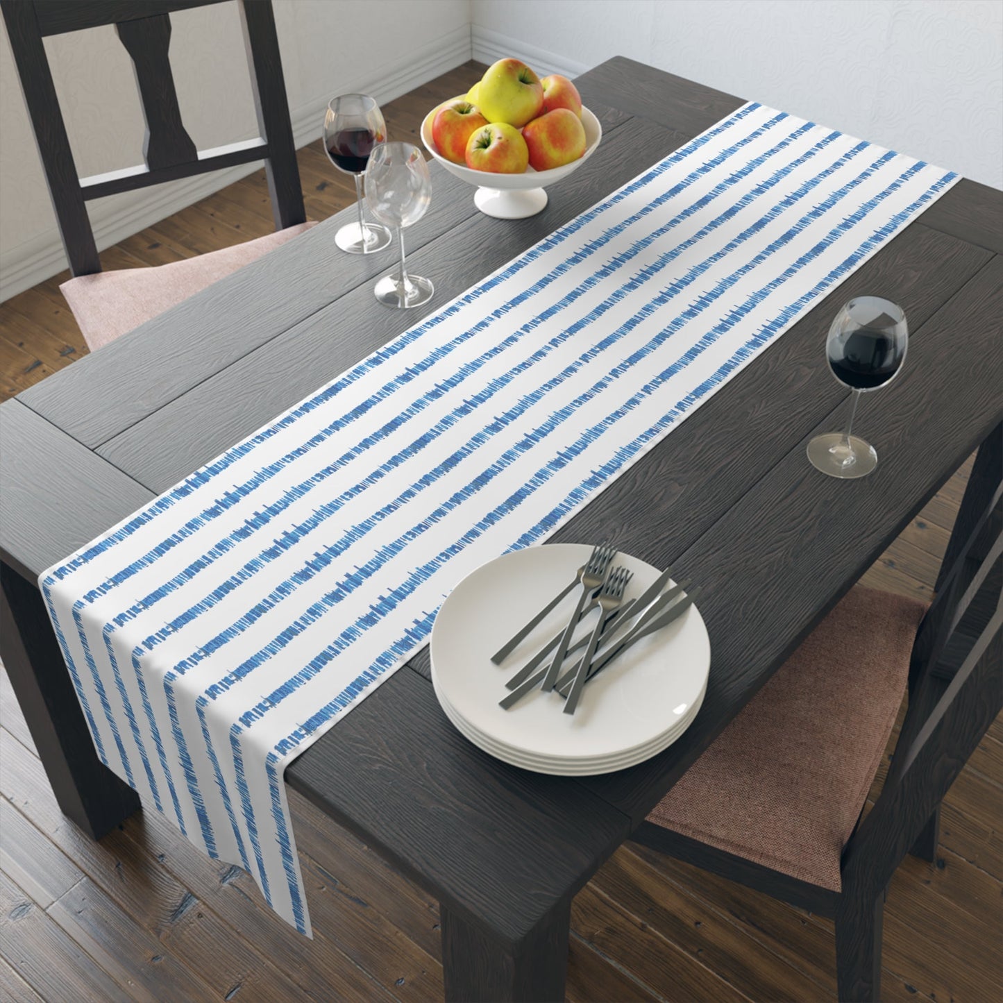 Striped Table Runner (Cotton or Poly) - Blue Cava