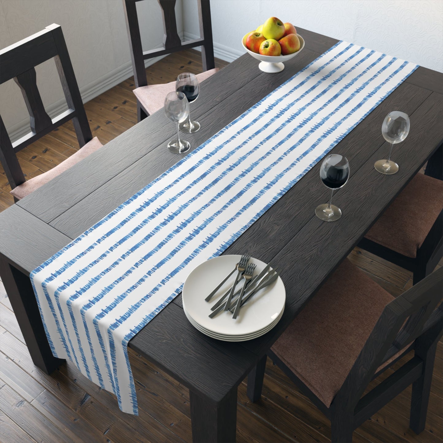 Striped Table Runner (Cotton or Poly) - Blue Cava