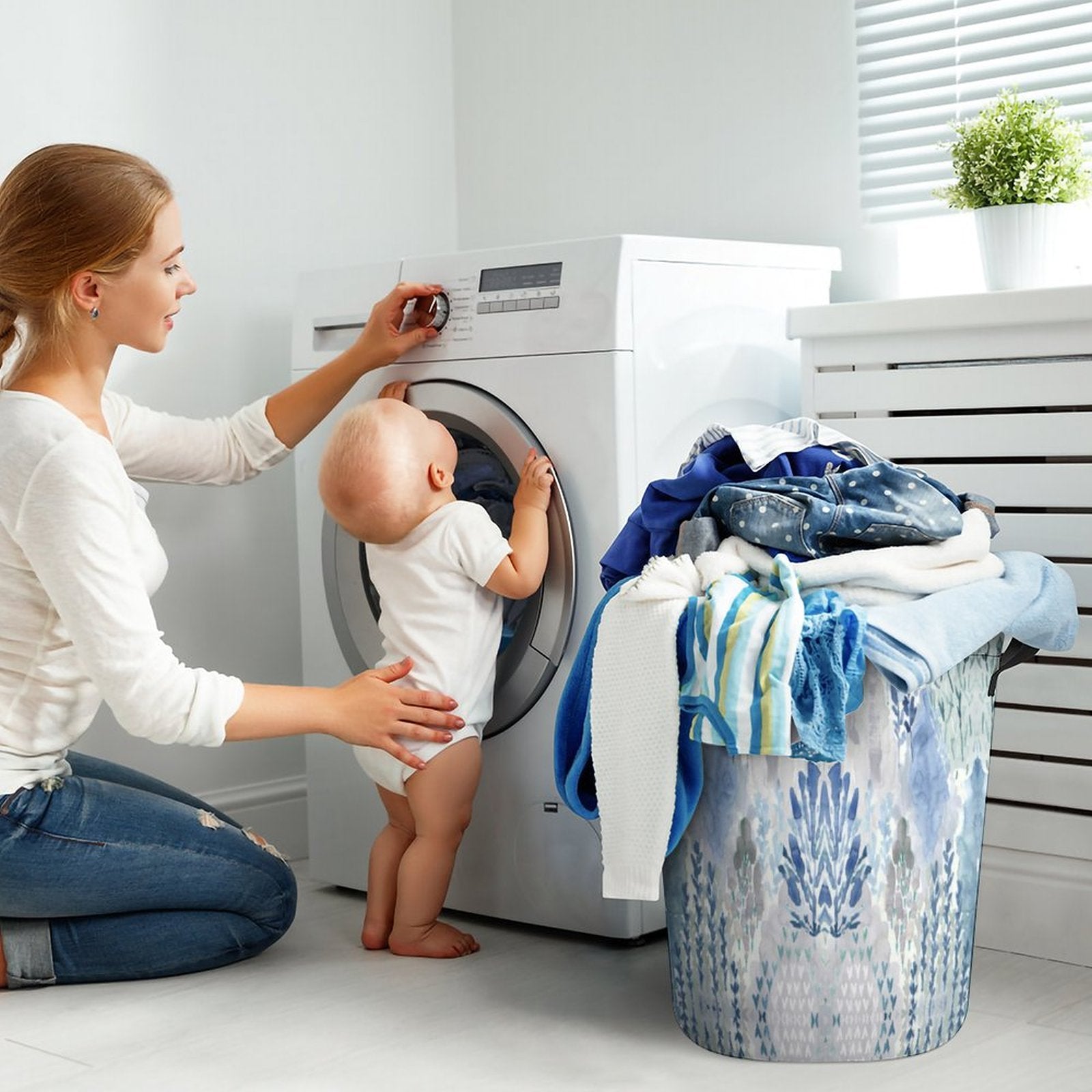 Summer Vibes Laundry Basket - Blue Cava