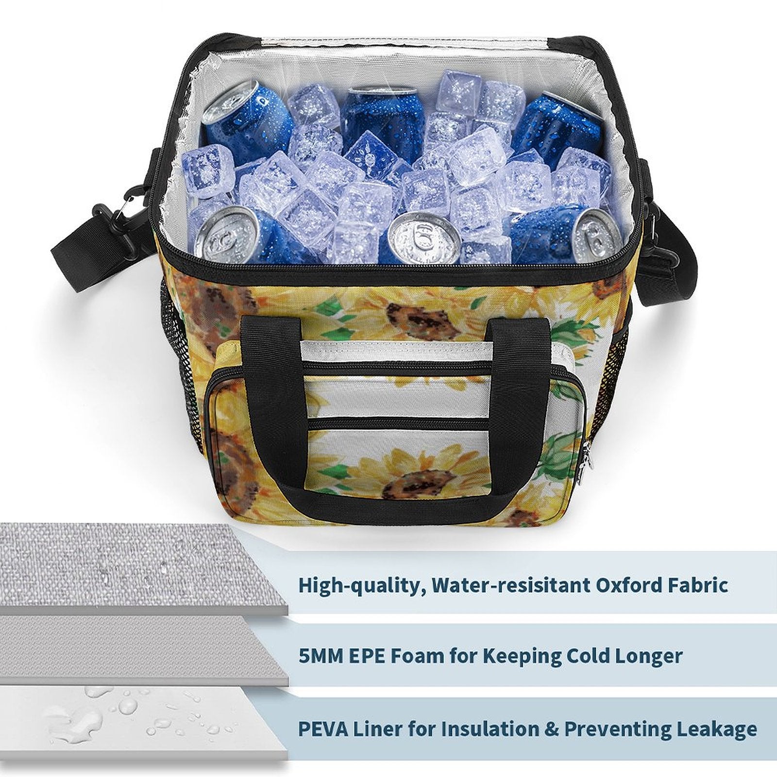 Sunflower 30 Can Collapsible Insulated Cooler Bag with Shoulder Strap - Blue Cava