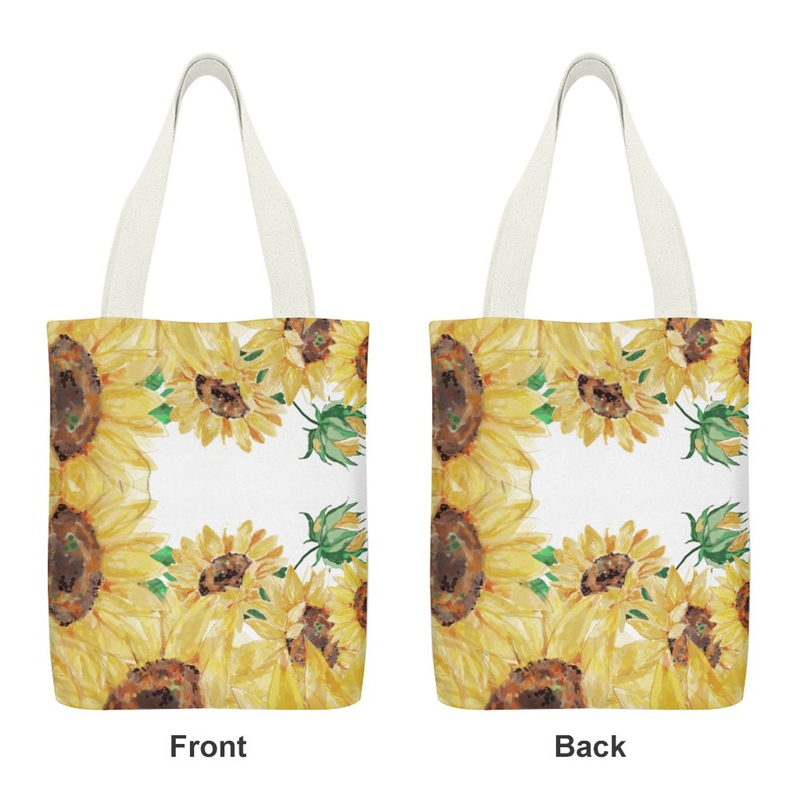 Sunflower Canvas Material Tote Bags with Interior Pocket - Blue Cava