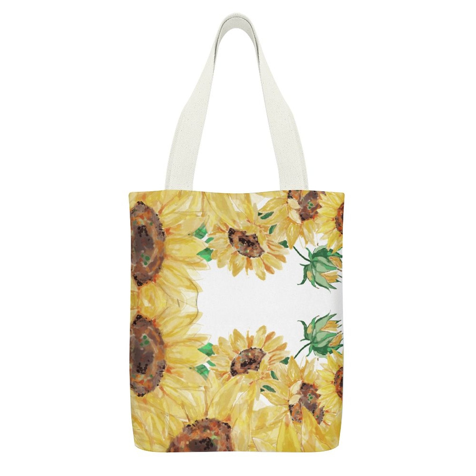 Sunflower Canvas Material Tote Bags with Interior Pocket - Blue Cava