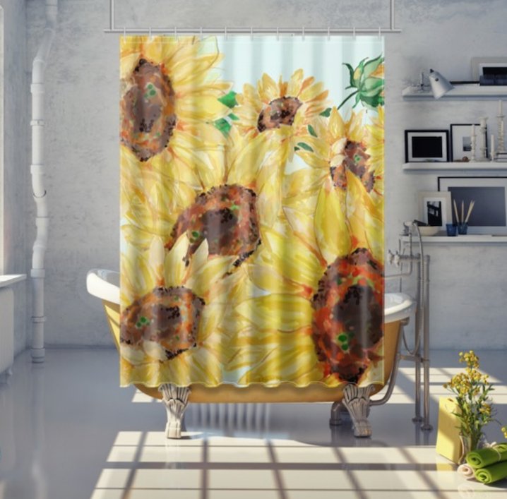 Sunflower Shower Curtain - Blue Cava