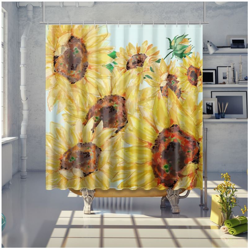 Sunflower Shower Curtain - Blue Cava