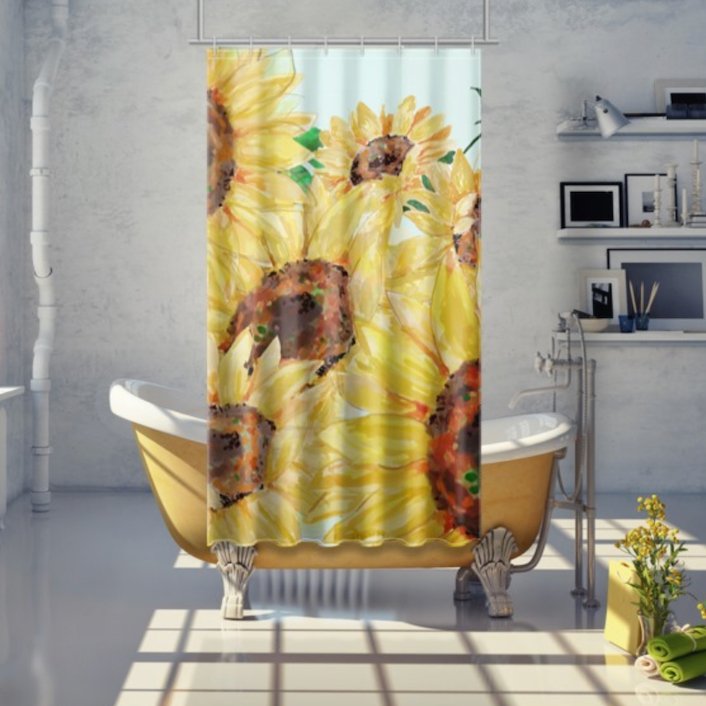 Sunflower Shower Curtain - Blue Cava