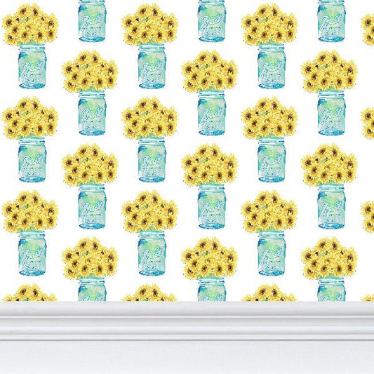 Sunflower Wallpaper - Blue Cava