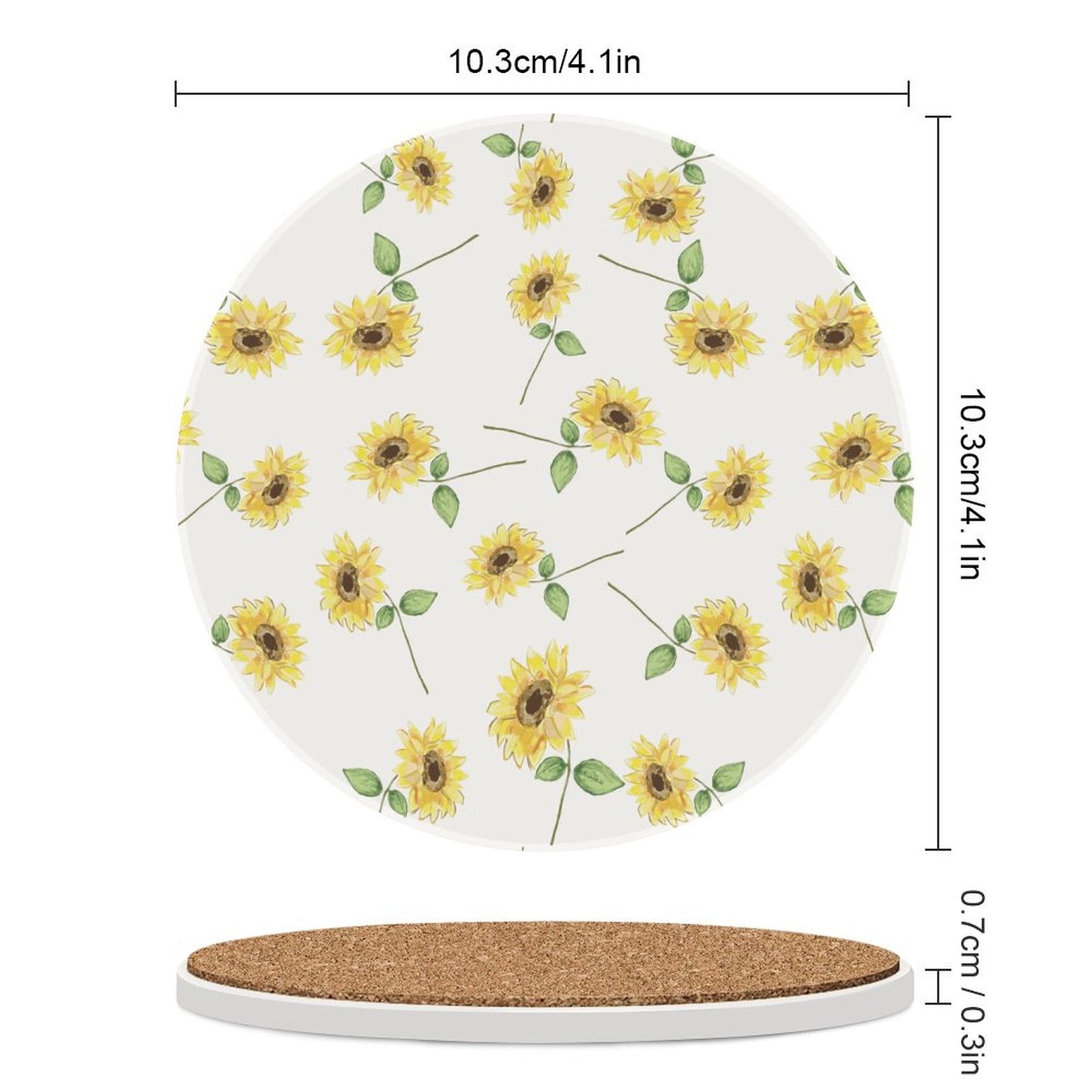 Sunflowers Ceramic Coaster - Blue Cava