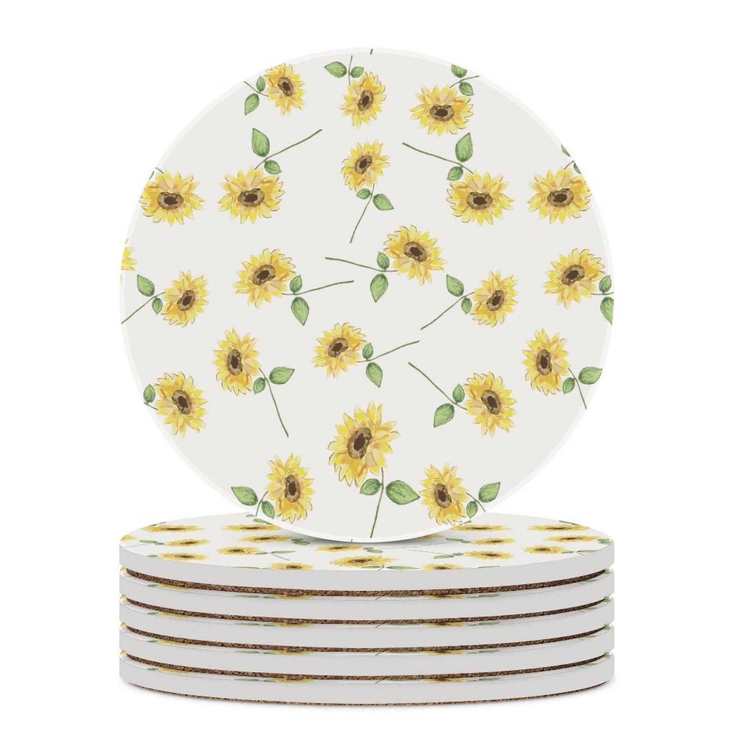 Sunflowers Ceramic Coaster - Blue Cava