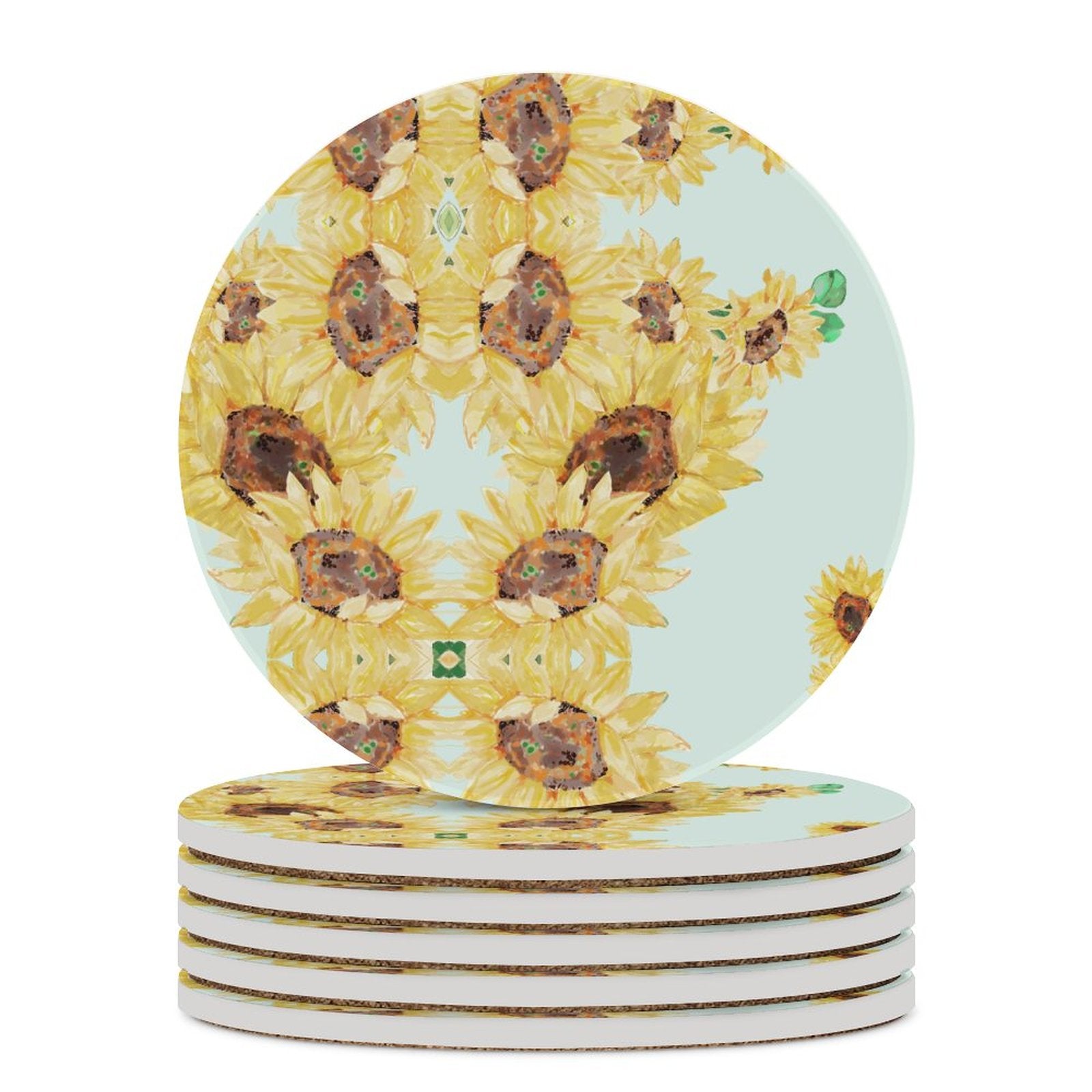 Sunflowers Ceramic Coaster - Blue Cava