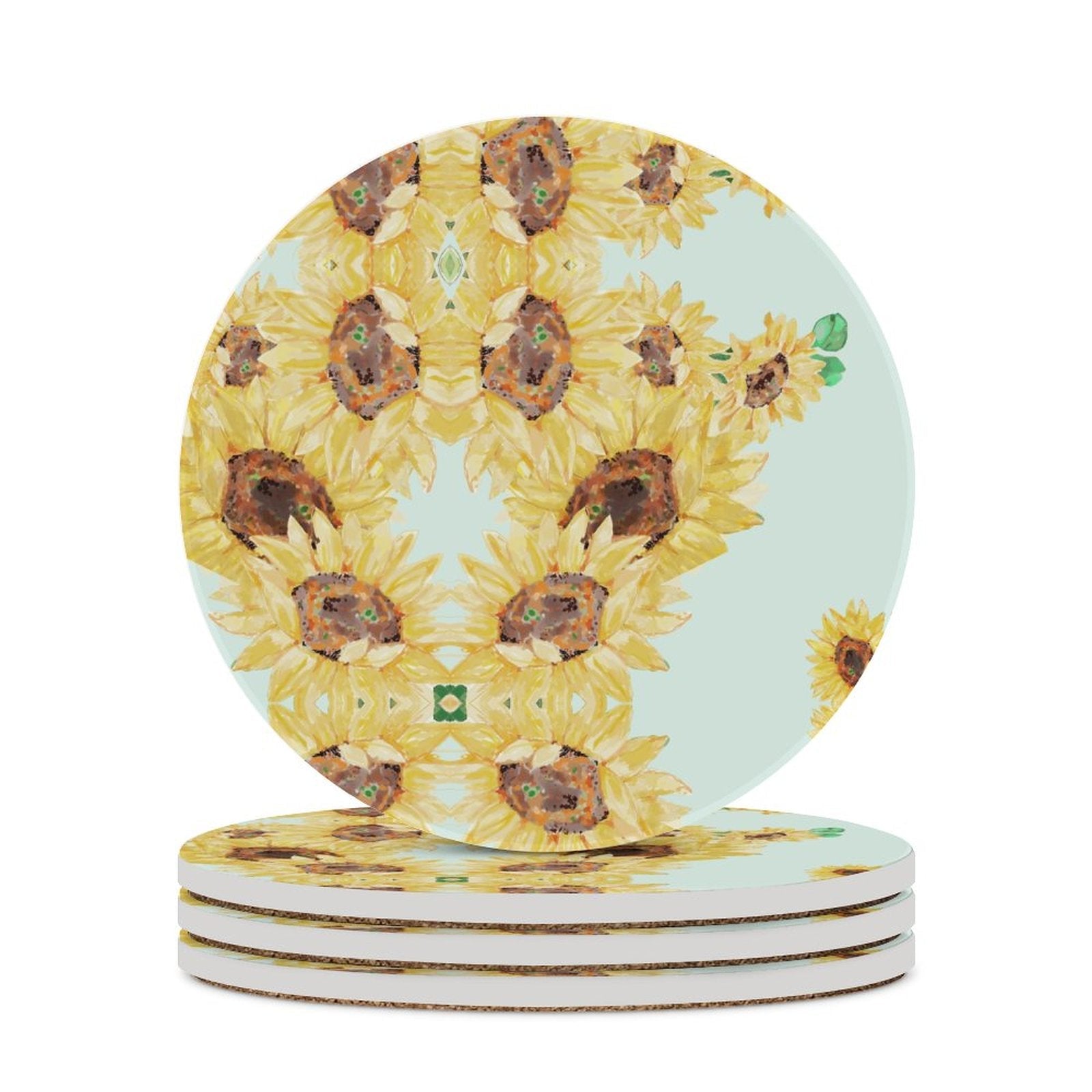 Sunflowers Ceramic Coaster - Blue Cava