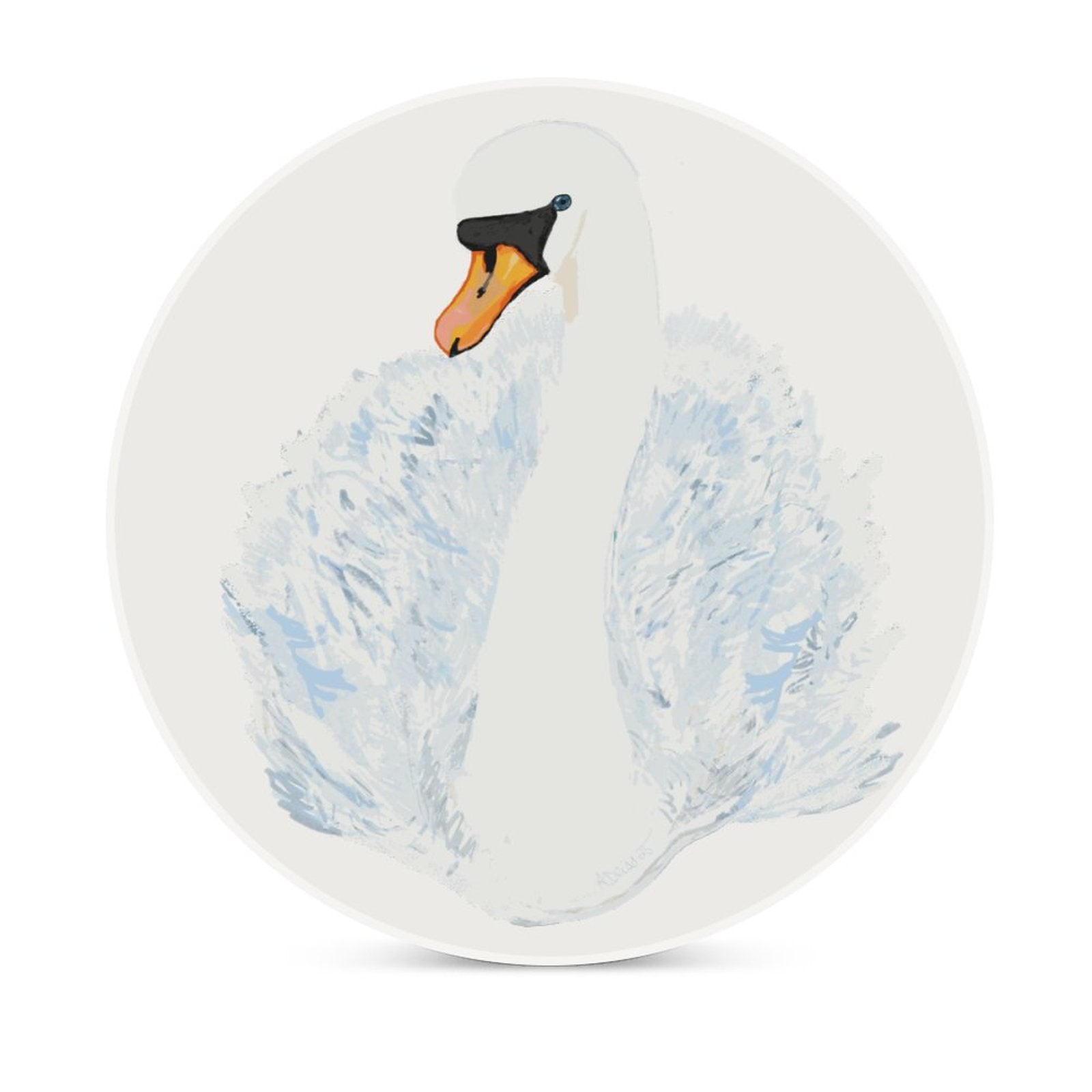 Swan Round Ceramic Coaster Set - Blue Cava