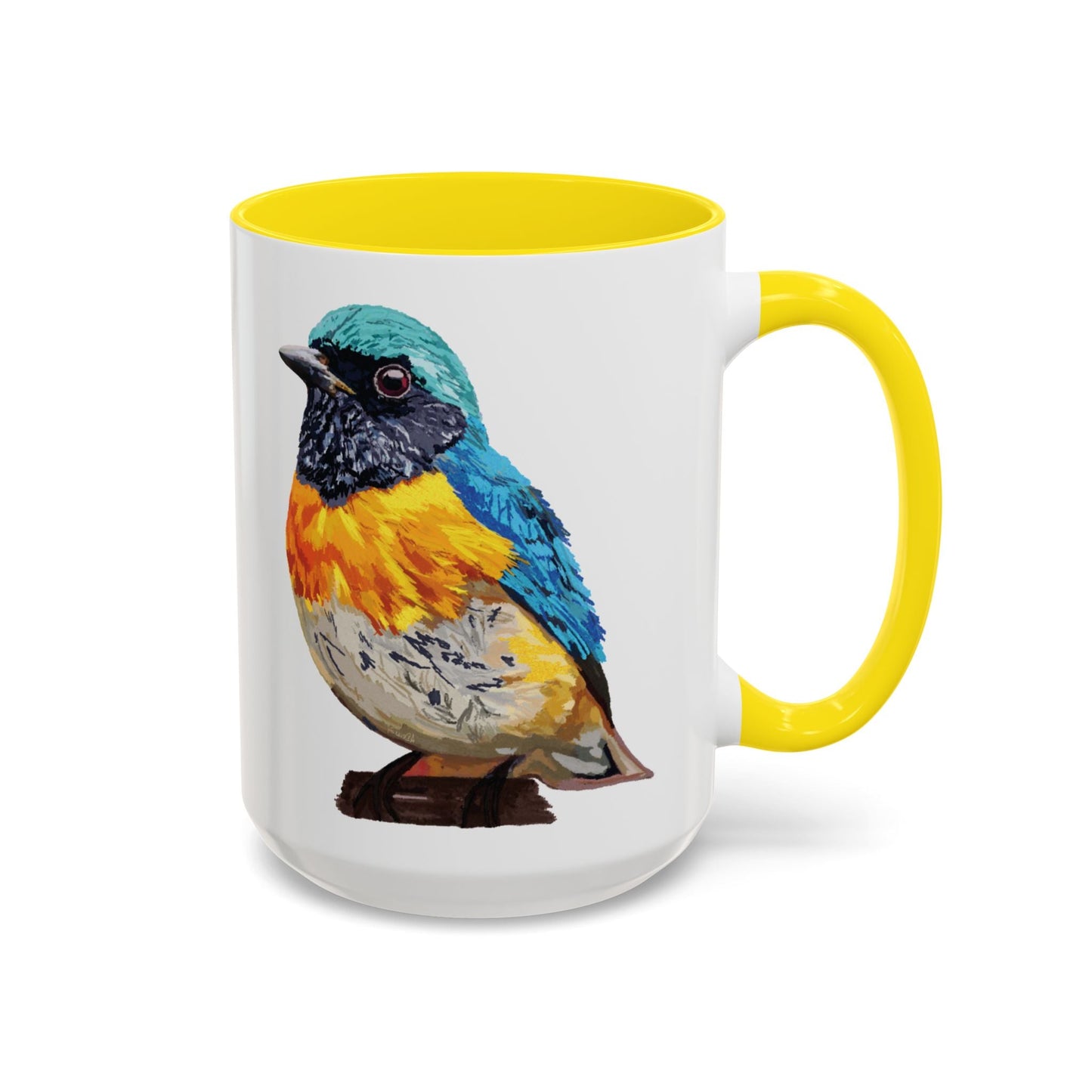 Tangara Rainbow Bird Two Tone Ceramic Mug (11oz & 15oz) - Blue Cava