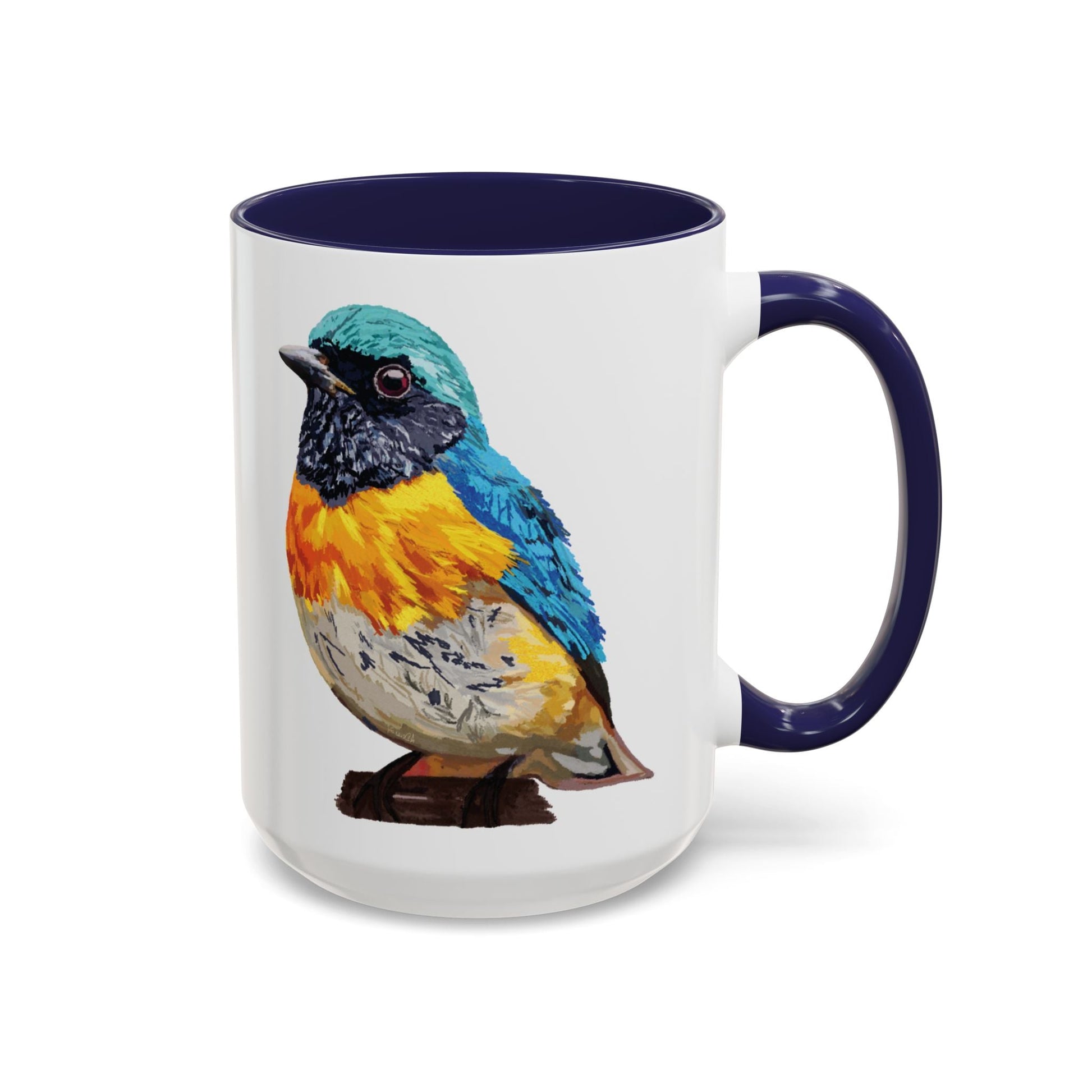 Tangara Rainbow Bird Two Tone Ceramic Mug (11oz & 15oz) - Blue Cava