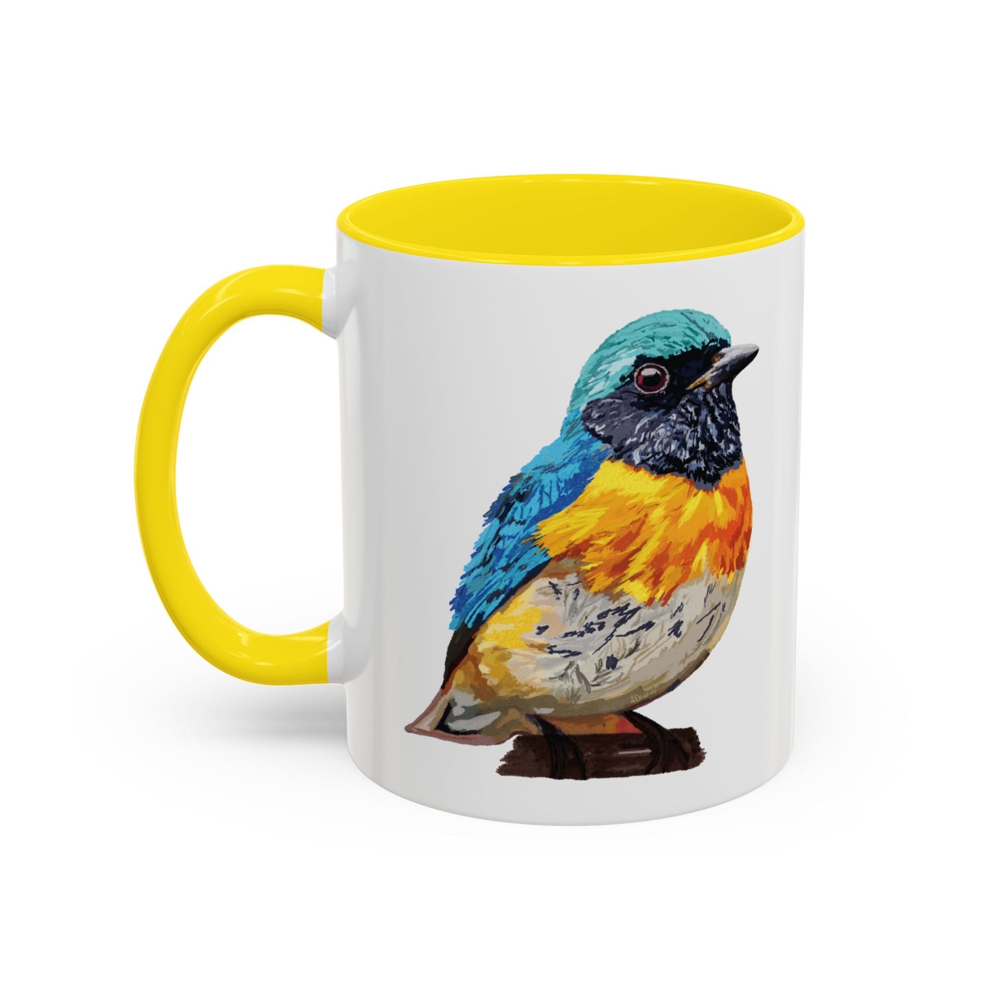 Tangara Rainbow Bird Two Tone Ceramic Mug (11oz & 15oz) - Blue Cava