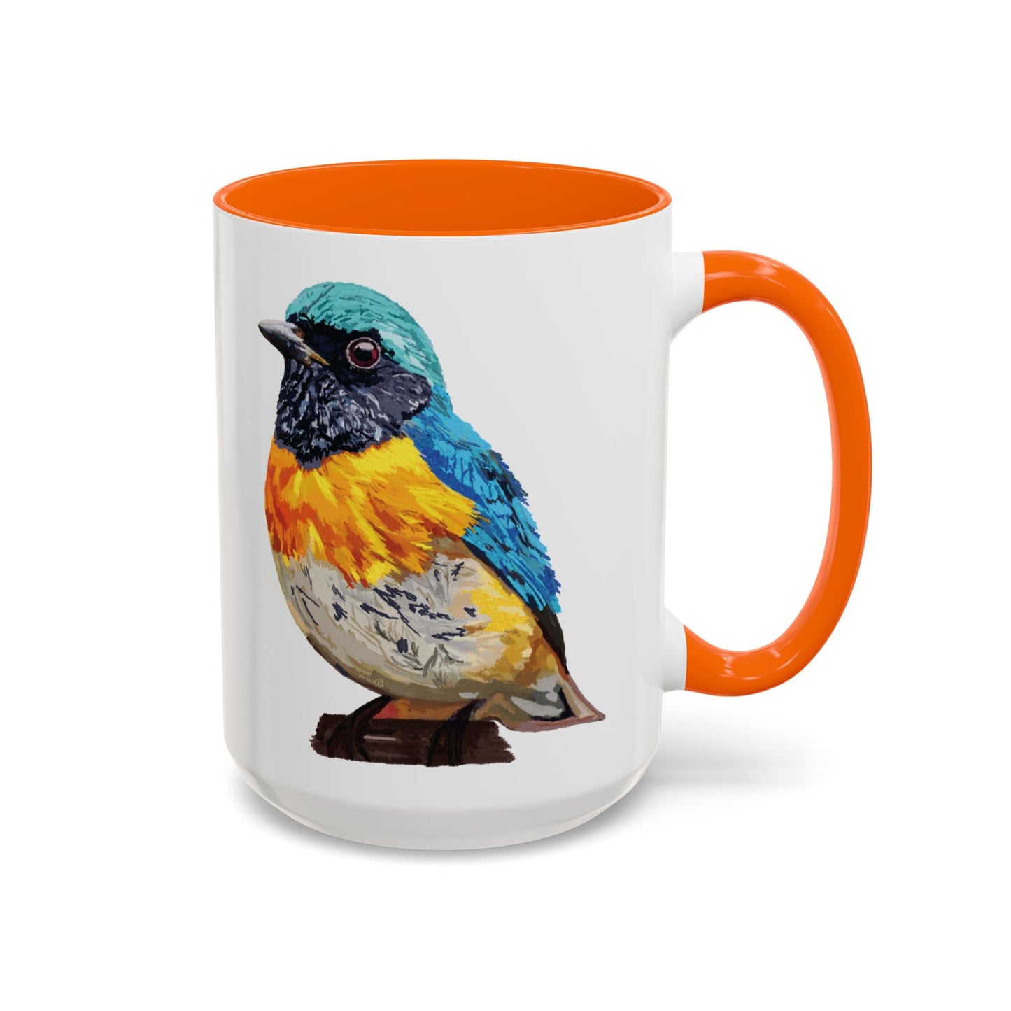 Tangara Rainbow Bird Two Tone Ceramic Mug (11oz & 15oz) - Blue Cava