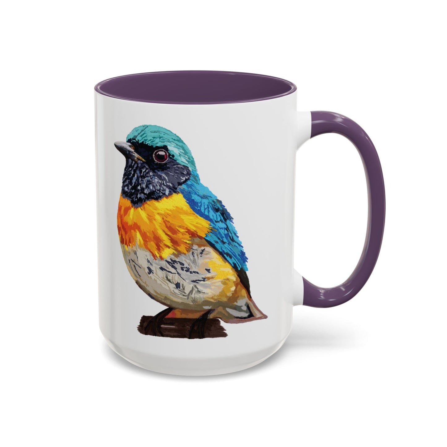 Tangara Rainbow Bird Two Tone Ceramic Mug (11oz & 15oz) - Blue Cava