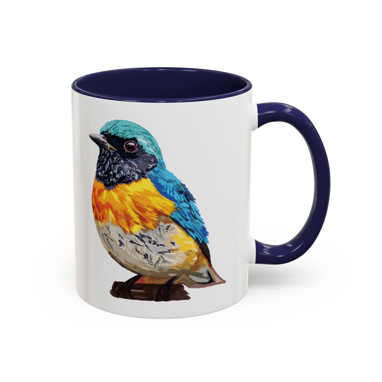 Tangara Rainbow Bird Two Tone Ceramic Mug (11oz & 15oz) - Blue Cava