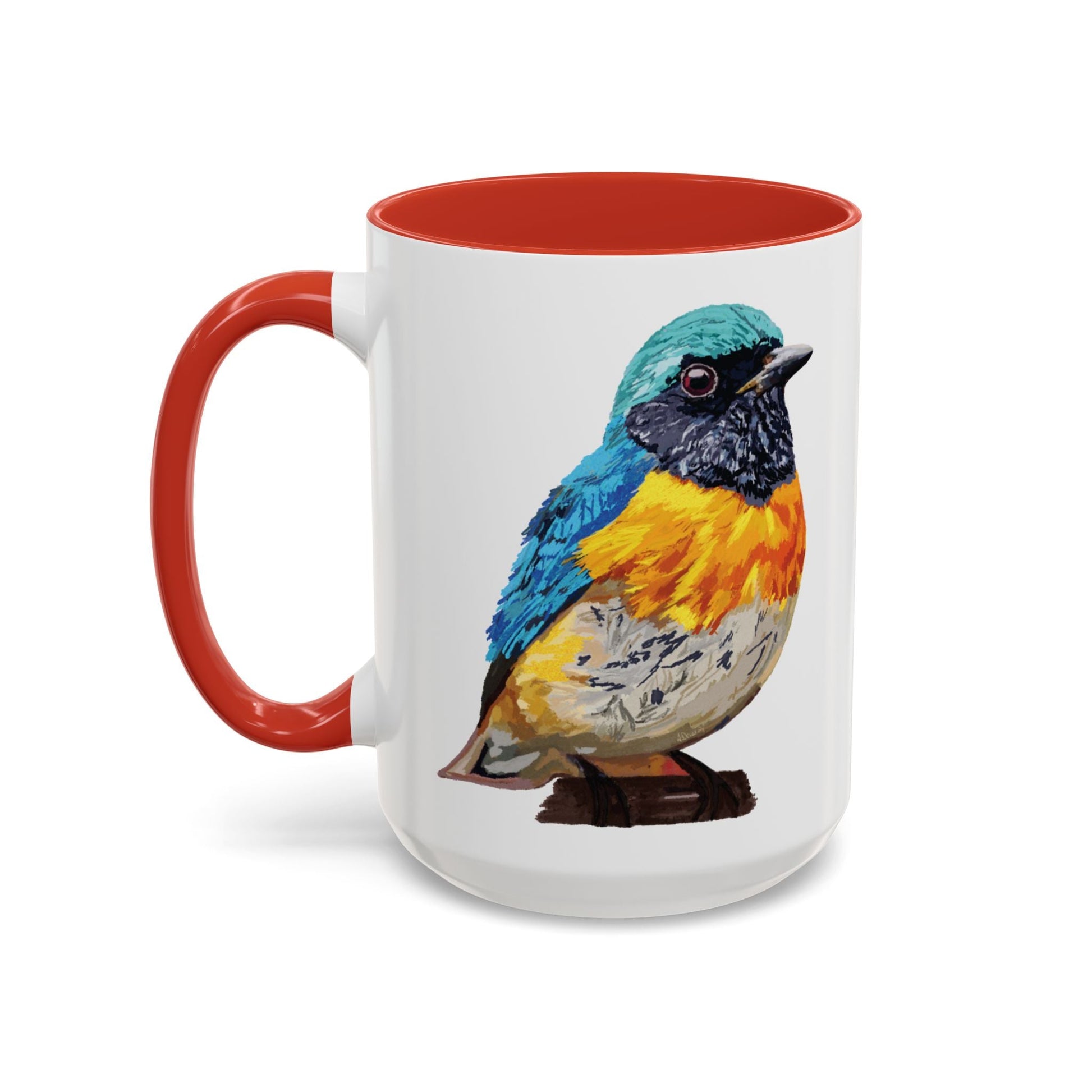 Tangara Rainbow Bird Two Tone Ceramic Mug (11oz & 15oz) - Blue Cava