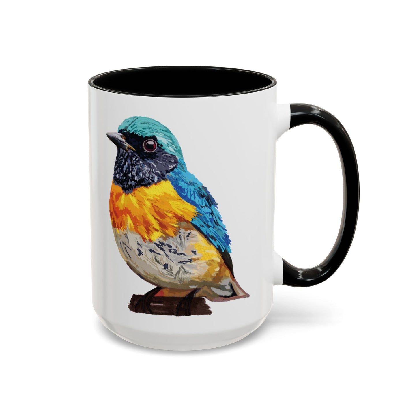 Tangara Rainbow Bird Two Tone Ceramic Mug (11oz & 15oz) - Blue Cava