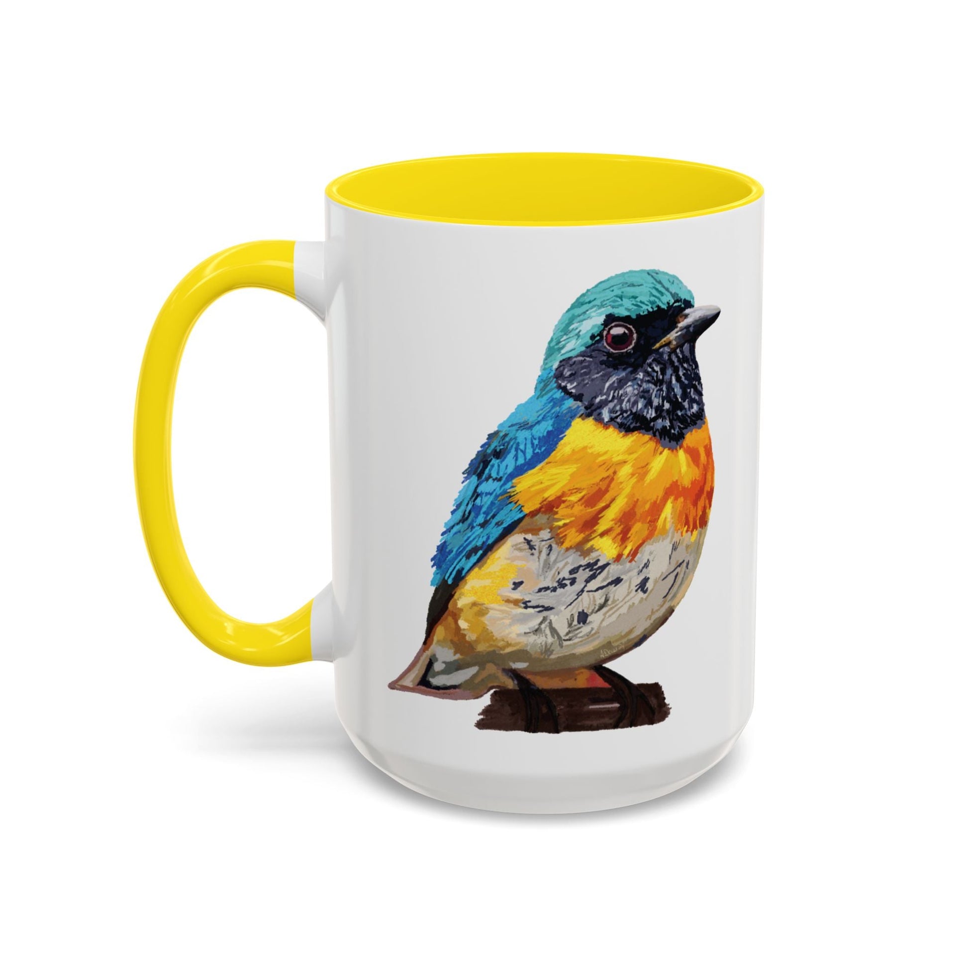 Tangara Rainbow Bird Two Tone Ceramic Mug (11oz & 15oz) - Blue Cava