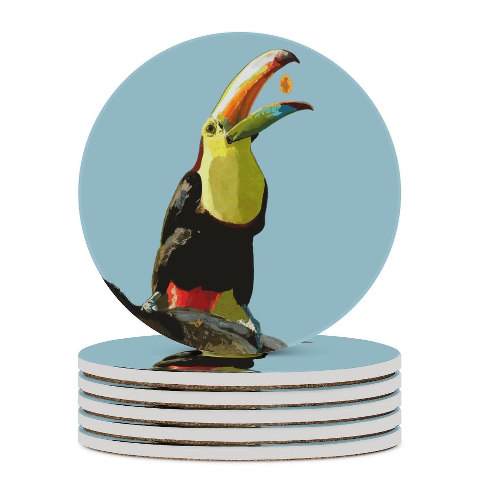 Toucan Round Ceramic Coaster - Blue Cava