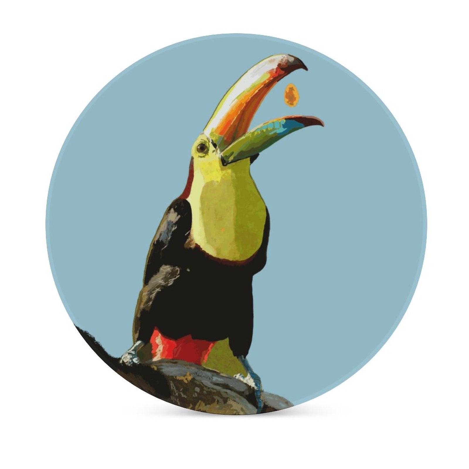 Toucan Round Ceramic Coaster - Blue Cava