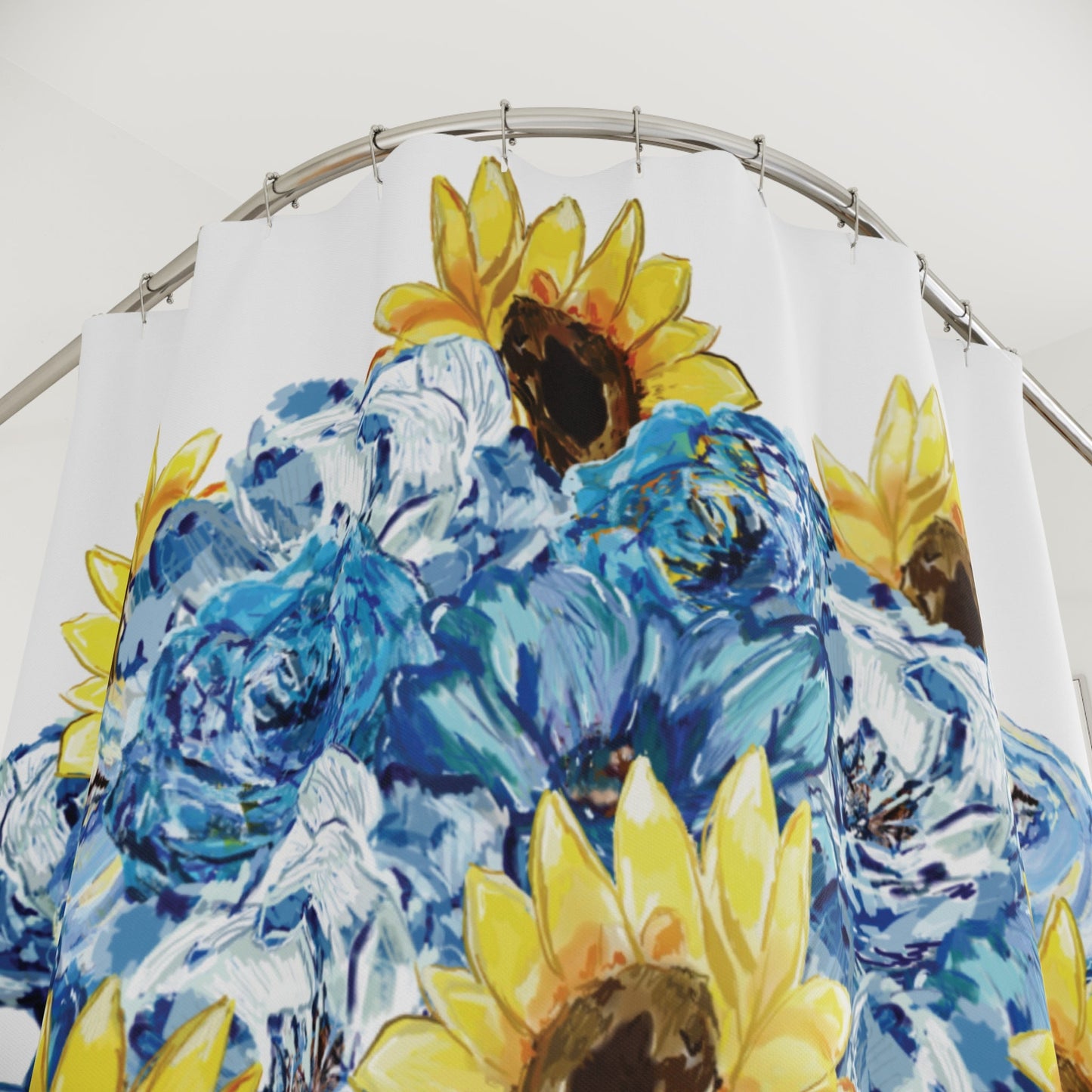 Vibrant Floral Shower Curtain – Perfect for Brightening Your Bathroom - Blue Cava