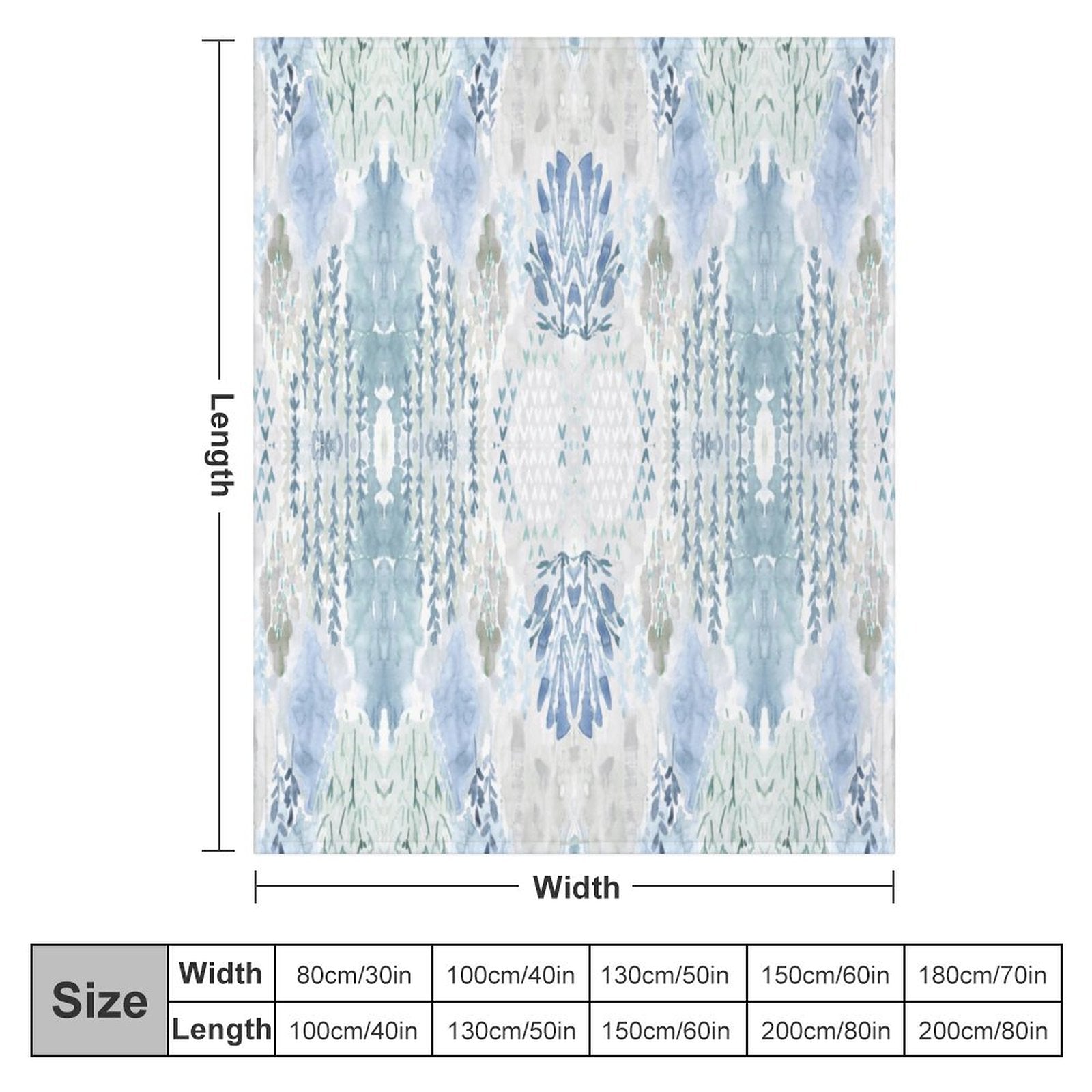 Watercolor Flannel Blanket - Blue Cava