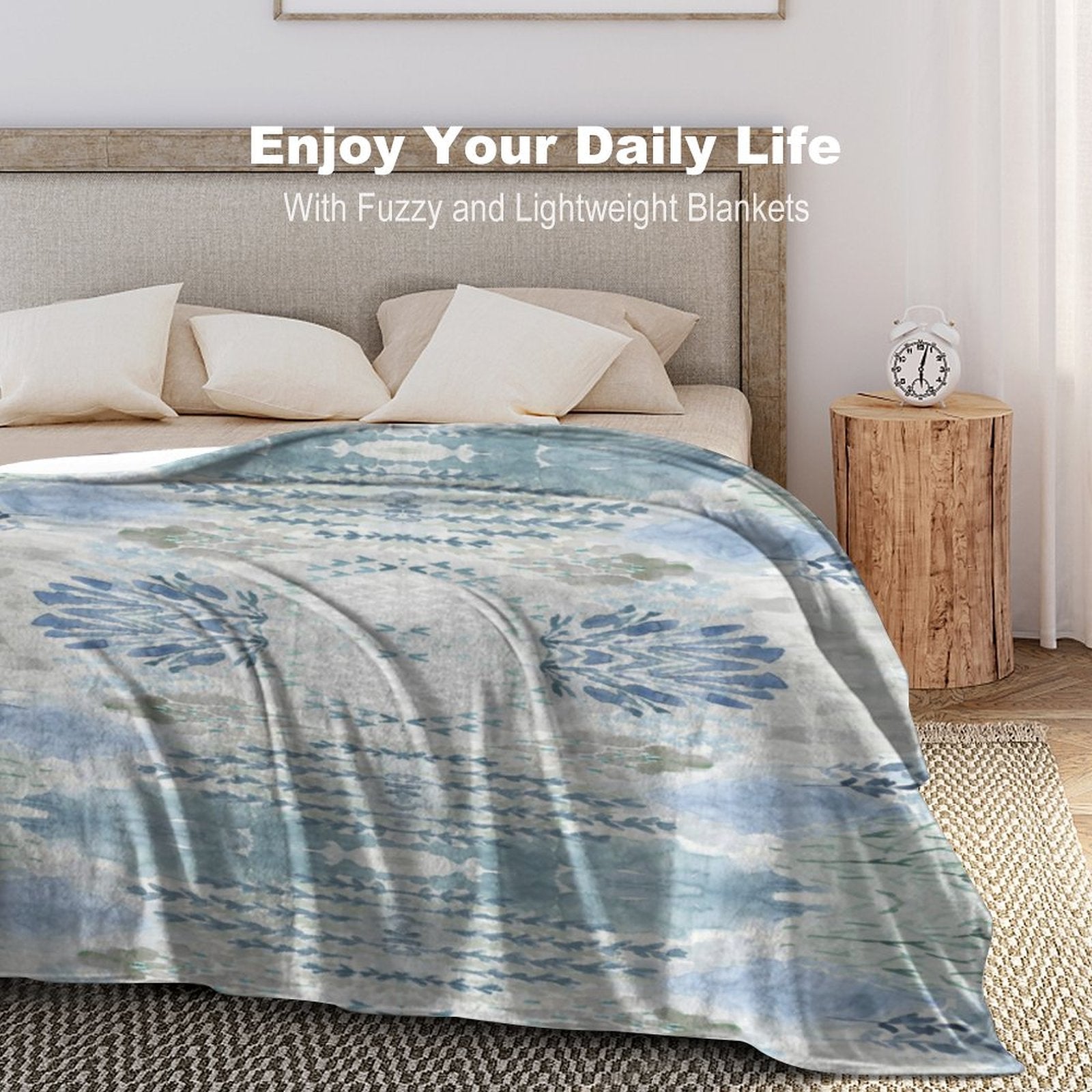 Watercolor Flannel Blanket - Blue Cava