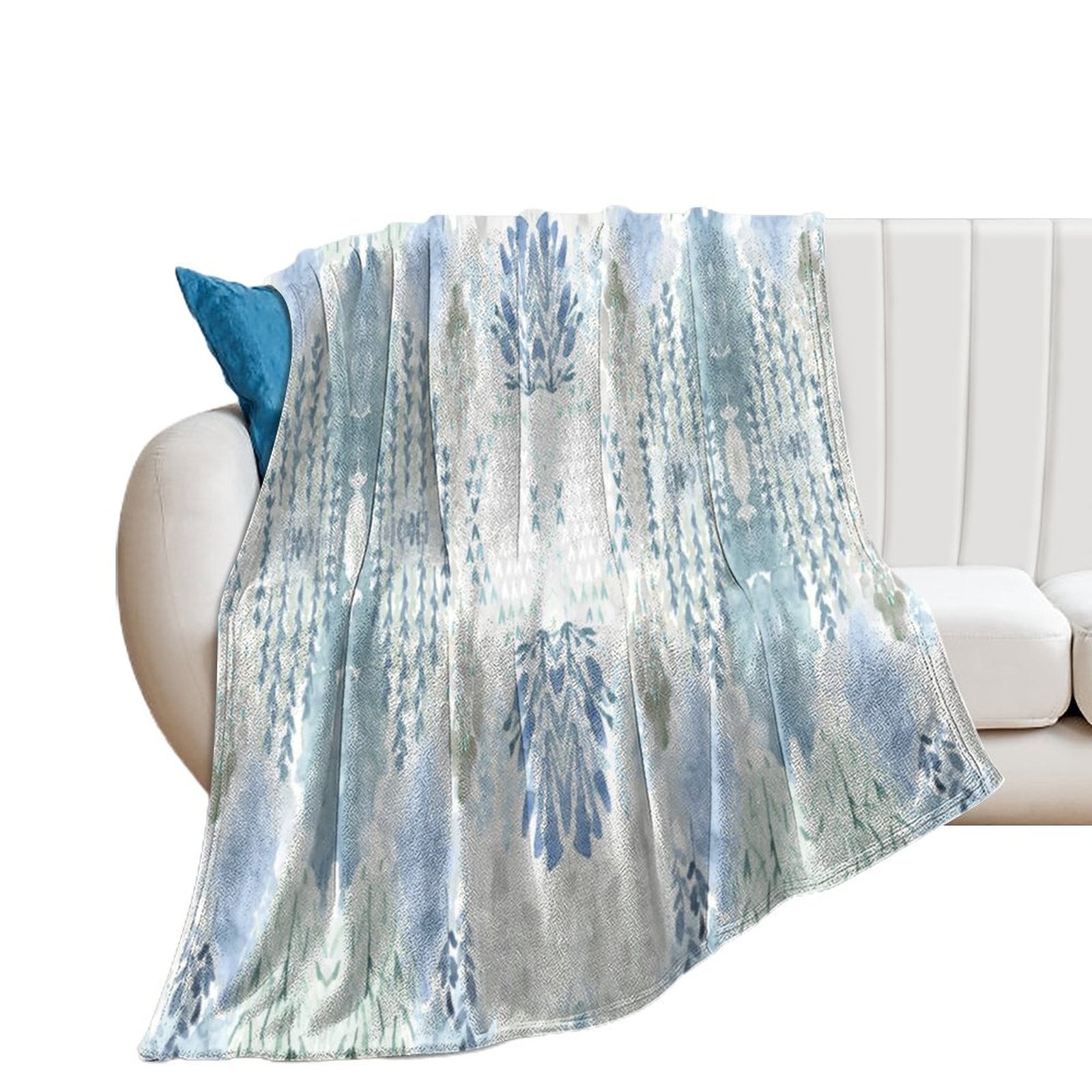 Watercolor Flannel Blanket - Blue Cava