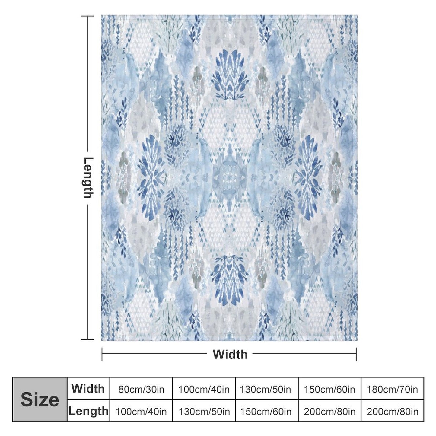 Watercolor Flannel Blanket - Blue Cava