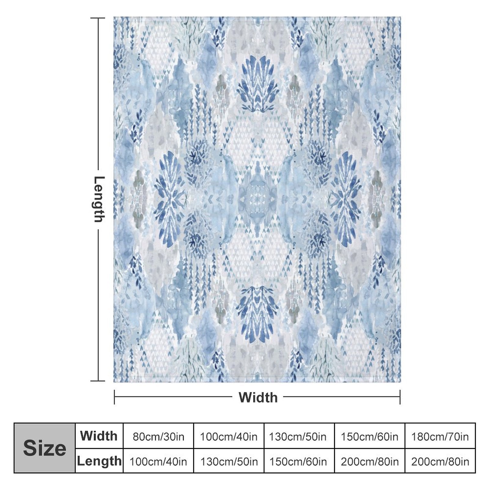 Watercolor Flannel Blanket - Blue Cava