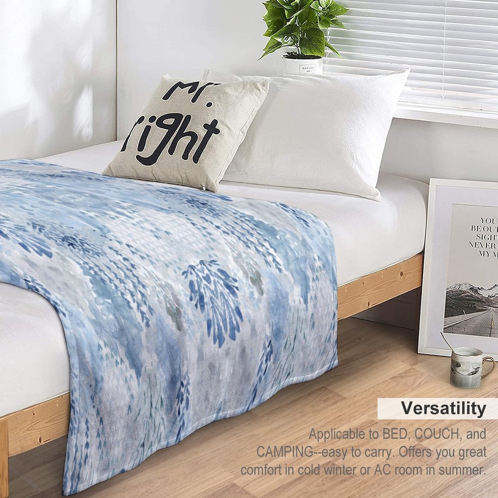 Watercolor Flannel Blanket - Blue Cava